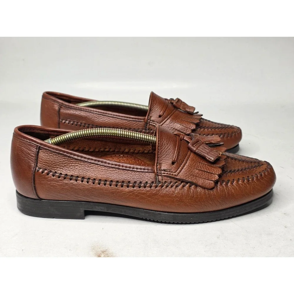 Dexter Shoes Men's Loafers Size‎ 9.5 M Brown Leather Tassel Kiltie Shoes USA VTG
